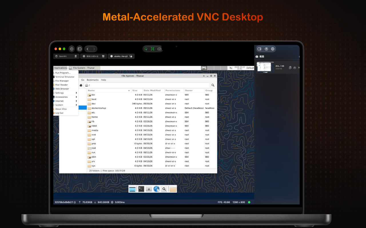 FoxTerm Metal-Accelerated VNC Desktop